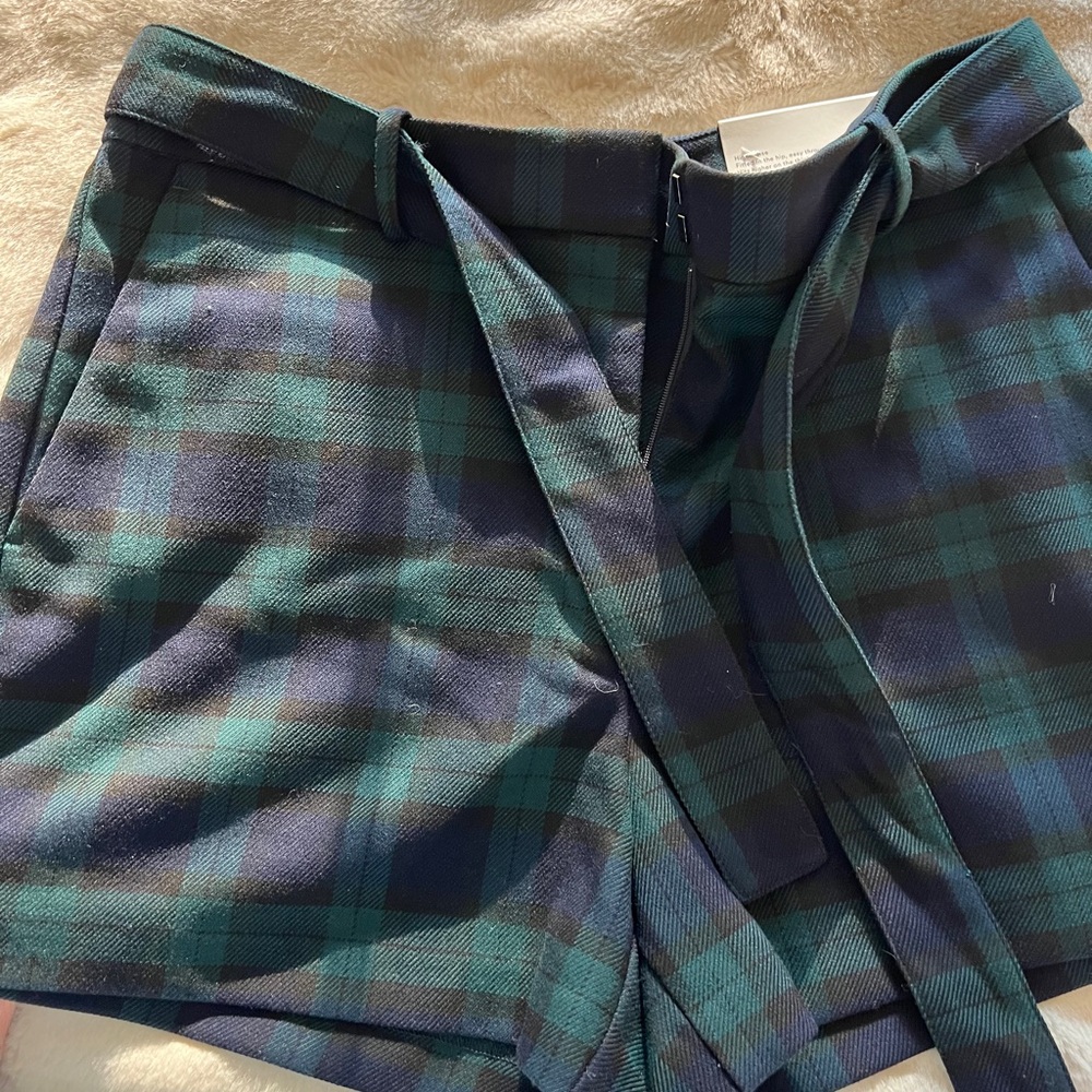 Ann Taylor Blue and Green Checkered Shorts